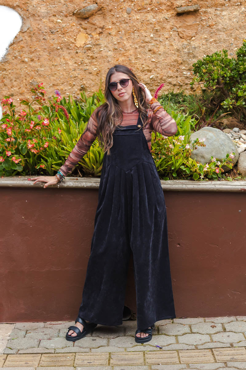 Overall Étnica corduroy sin mangas - Negro