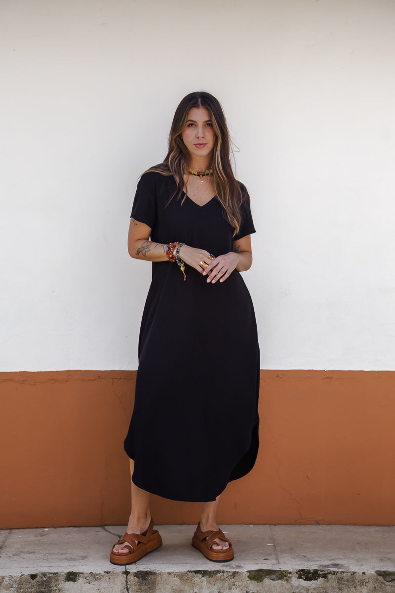 Vestido Alma multi cuello en v o redondo - Negro