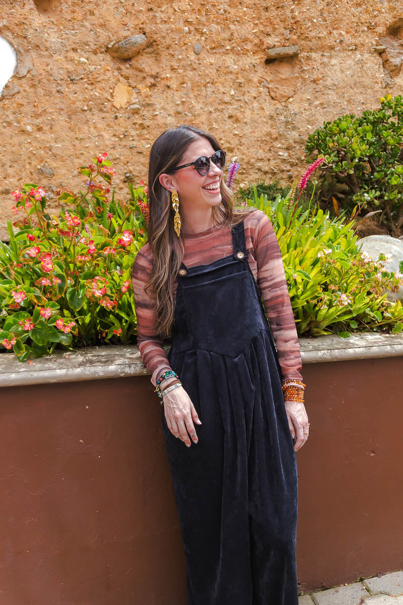 Overall Étnica corduroy sin mangas - Negro