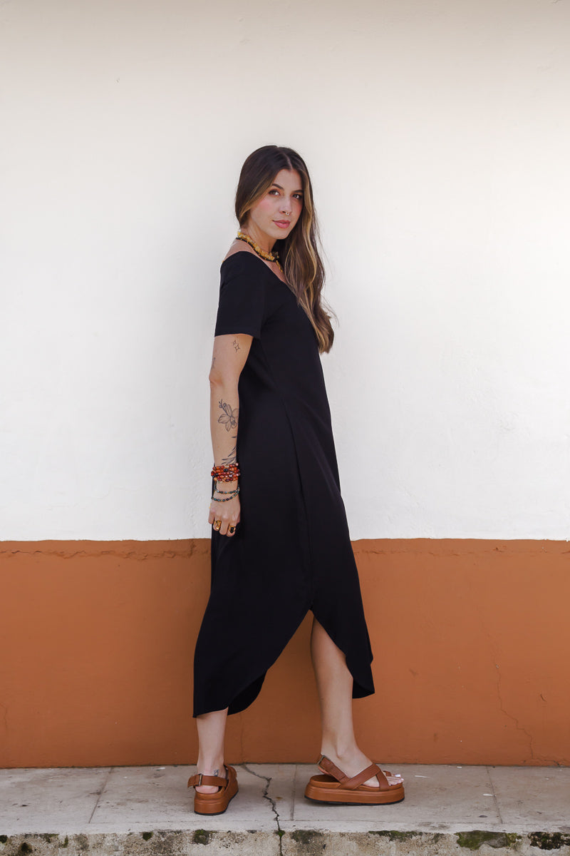 Vestido Alma multi cuello en v o redondo - Negro
