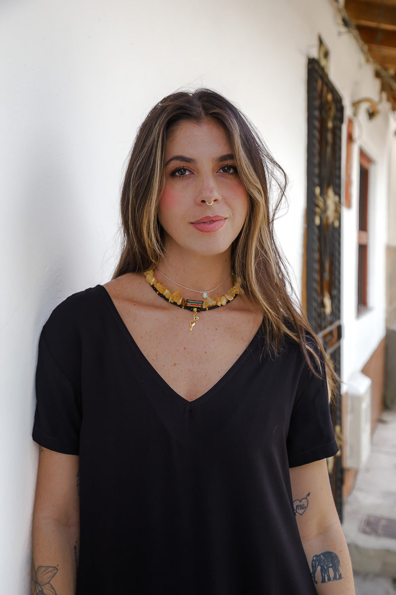 Vestido Alma multi cuello en v o redondo - Negro