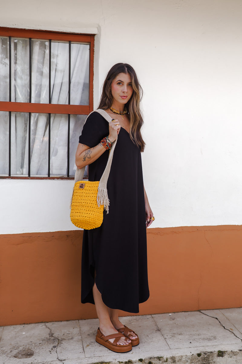 Vestido Alma multi cuello en v o redondo - Negro