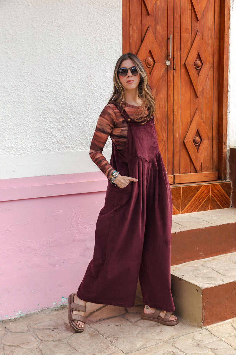 Overall Étnica corduroy sin mangas - Uva Imagen secundaria del producto