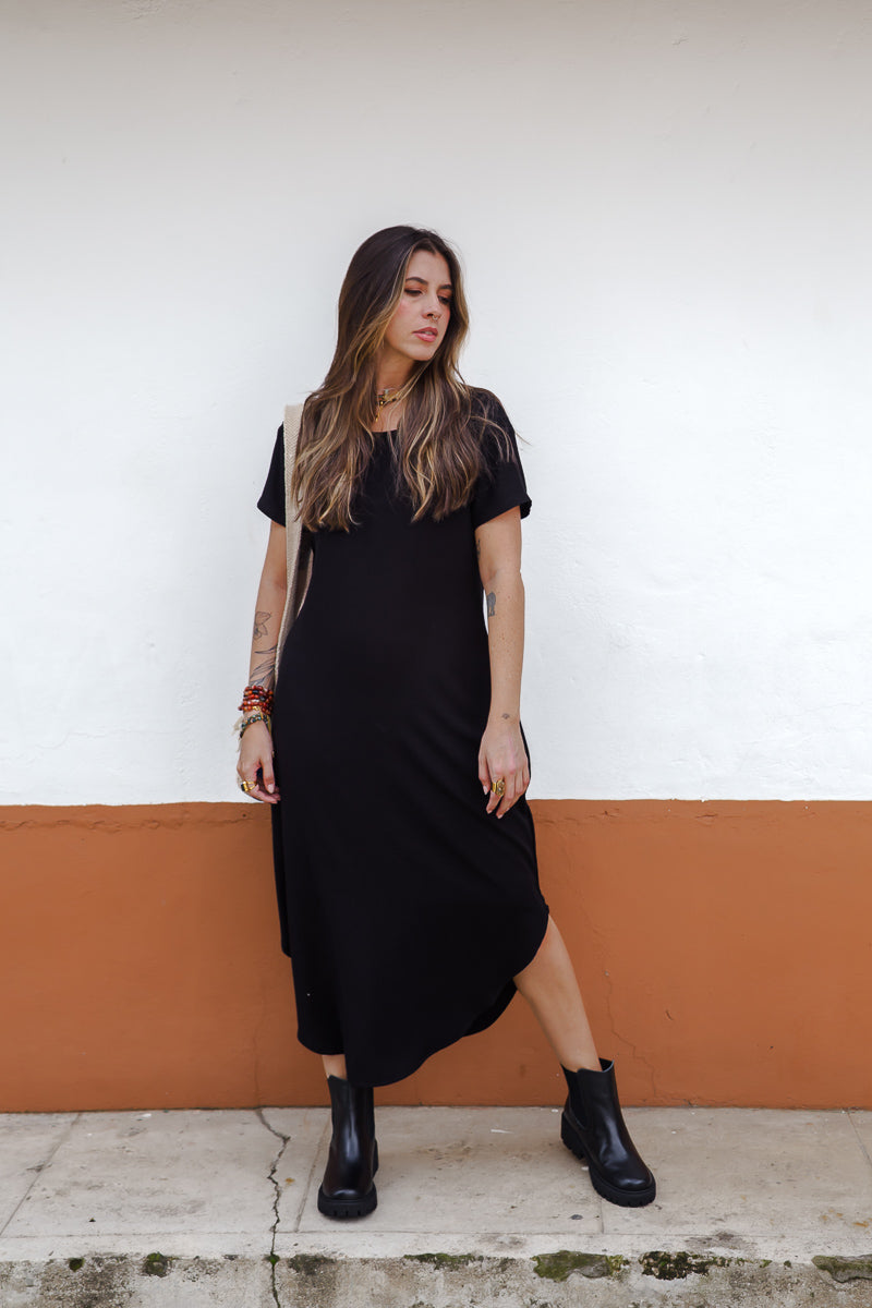 Vestido Alma multi cuello en v o redondo - Negro