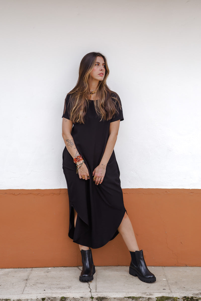Vestido Alma multi cuello en v o redondo - Negro