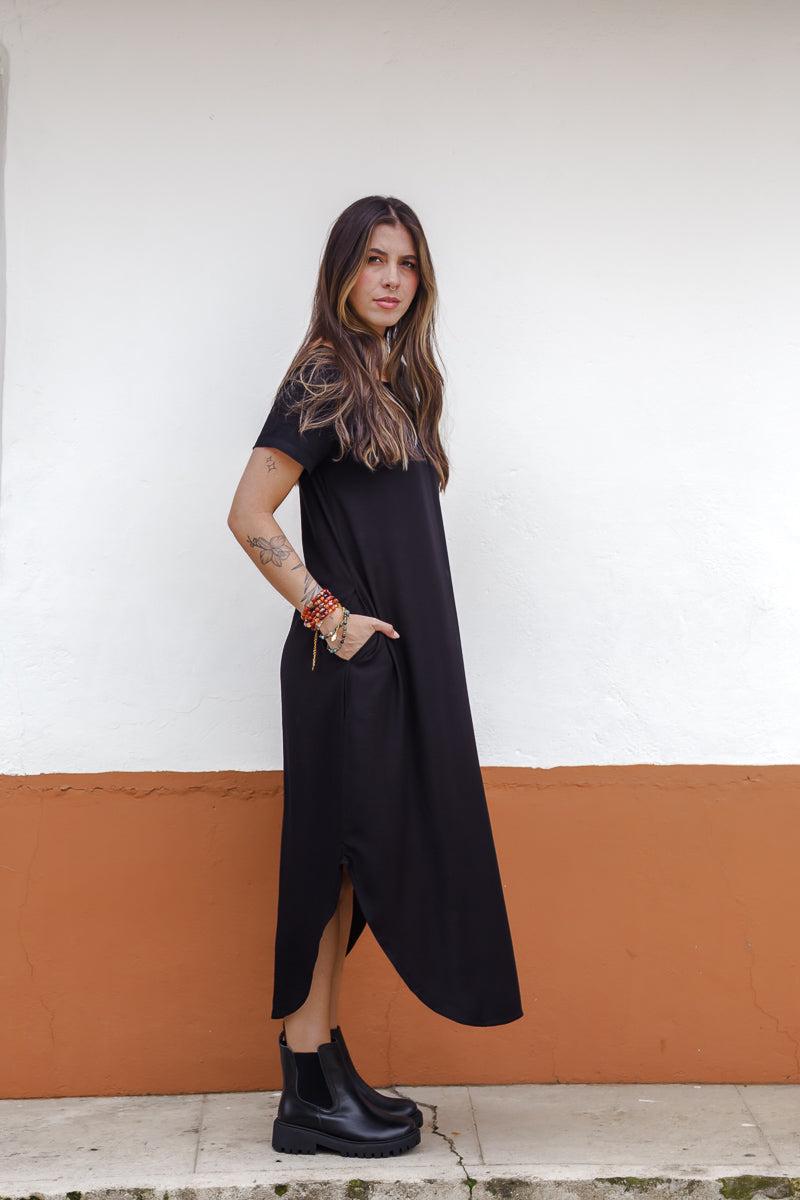 Vestido Alma multi cuello en v o redondo - Negro