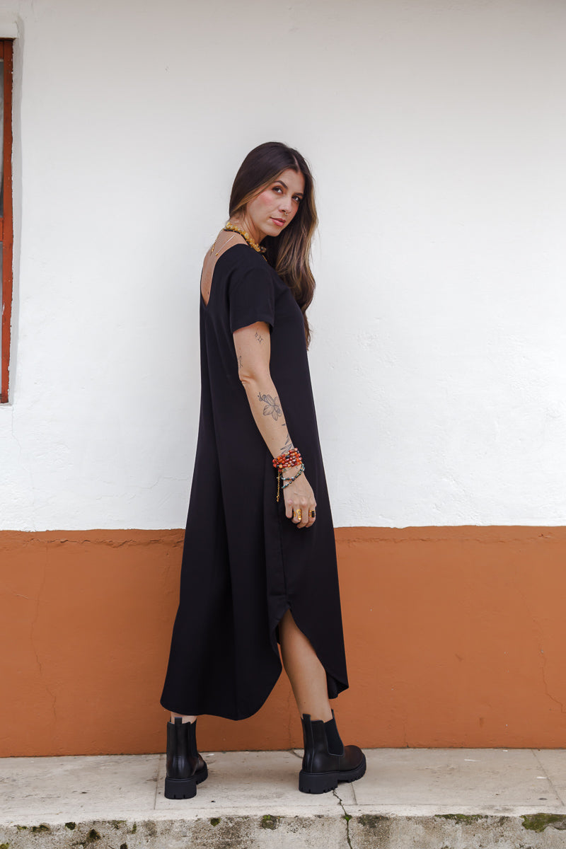 Vestido Alma multi cuello en v o redondo - Negro