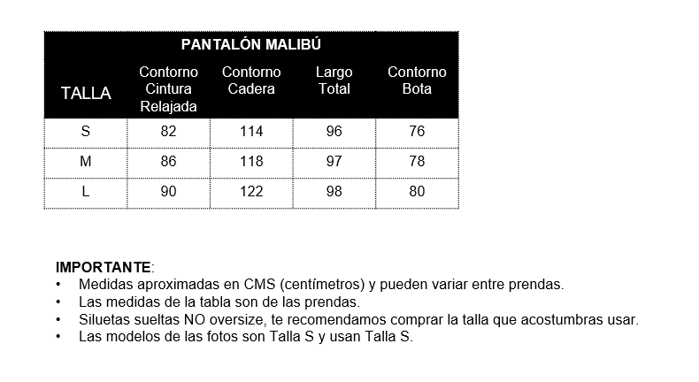 Guía de tallas - Ed.limitada🌸/ Pantalón corduroy malibú - Negro/
