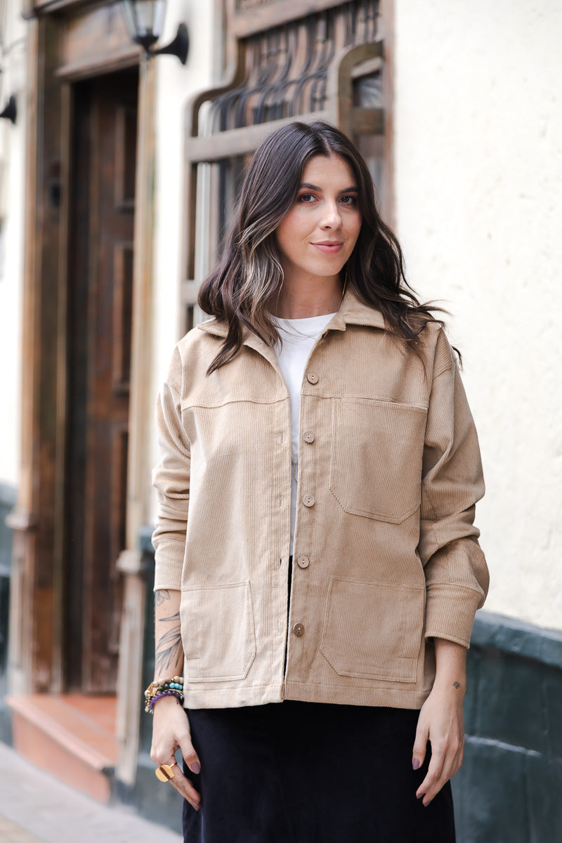 Chaqueta clara corduroy Oversize - Mantequilla