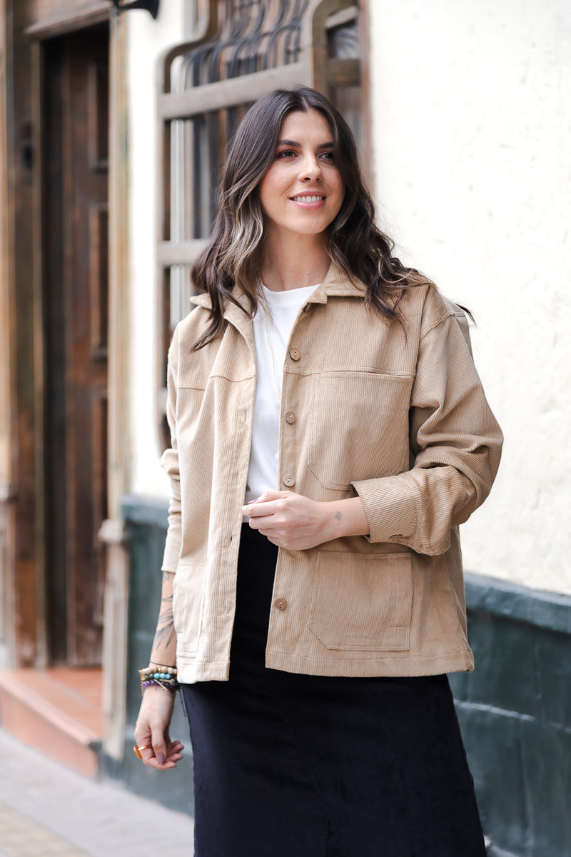 Chaqueta clara corduroy Oversize - Mantequilla Imagen principal del producto