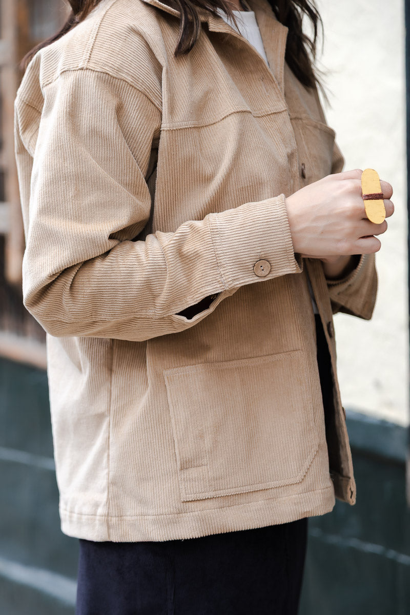 Chaqueta clara corduroy Oversize - Mantequilla