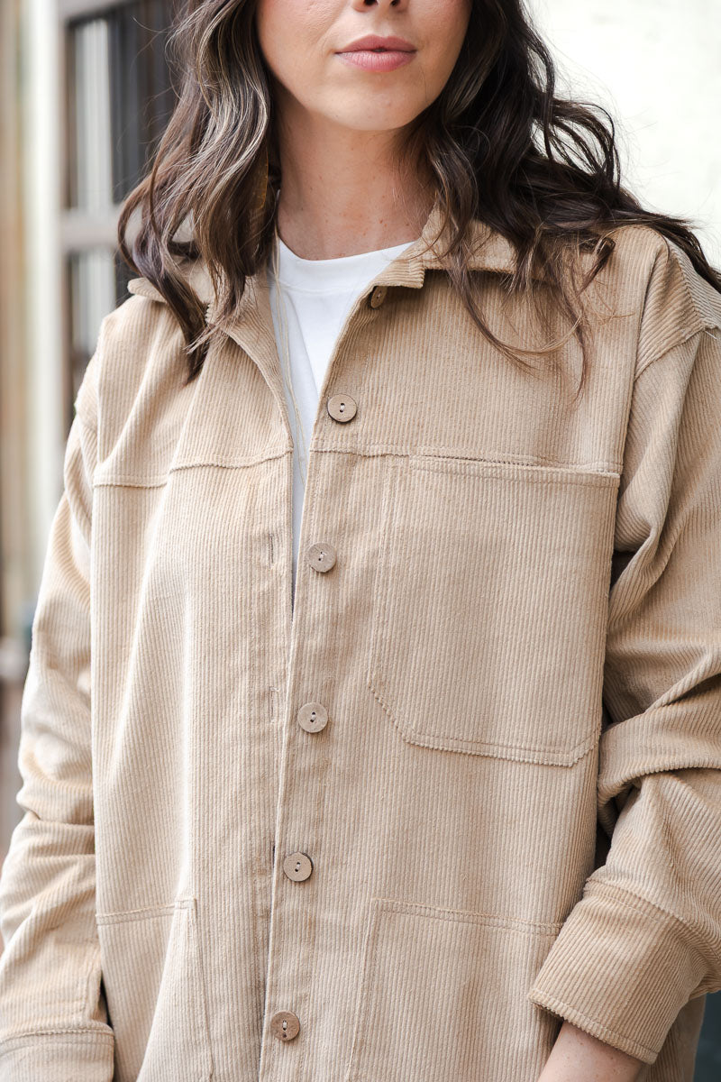 Chaqueta clara corduroy Oversize - Mantequilla