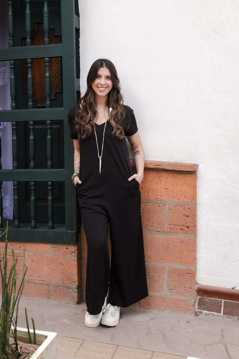 Enterizo Alma con mangas - Negro