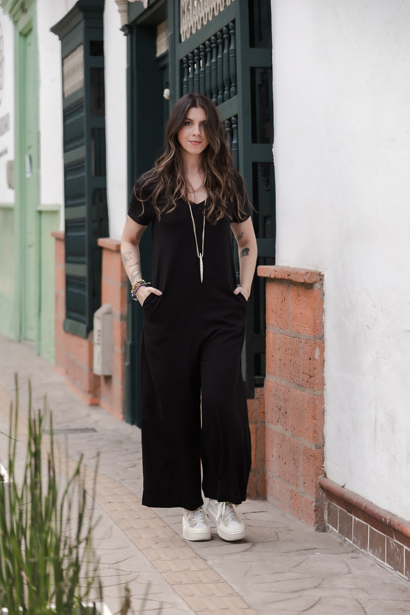 Enterizo Alma con mangas - Negro