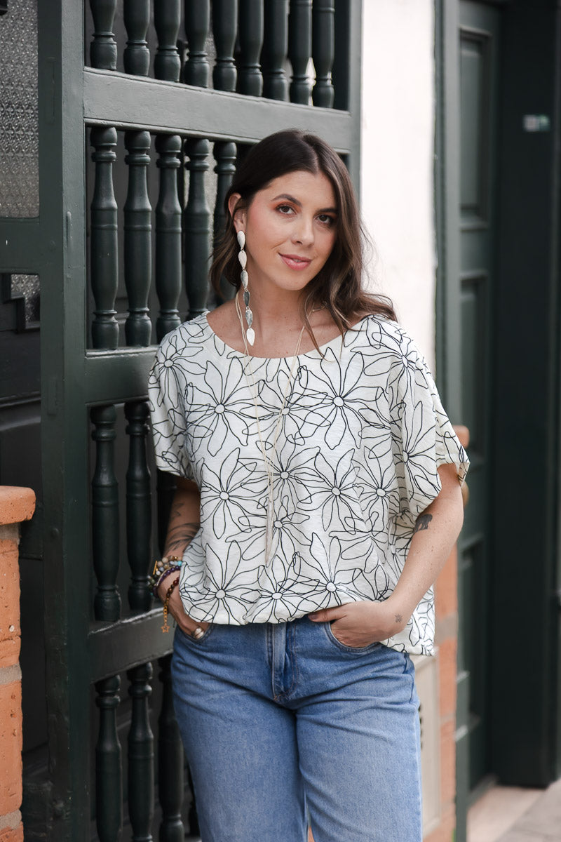 Blusa Amalia con mangas cuello redondo - Dali print Imagen principal del producto