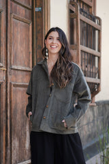Chaqueta clara corduroy Oversize - Verde Eucalipto