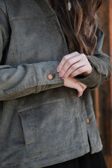Chaqueta clara corduroy Oversize - Verde Eucalipto