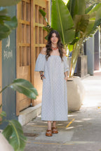 Vestido Arabia cuello bandeja - Pájaros verde