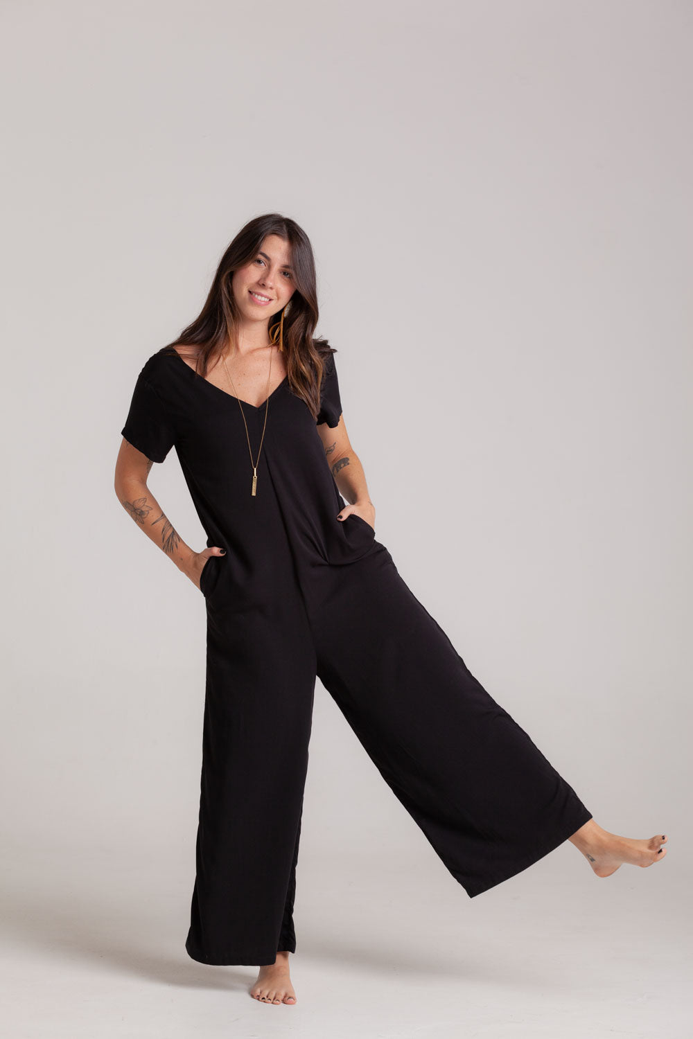 Enterizo Alma con mangas - Negro